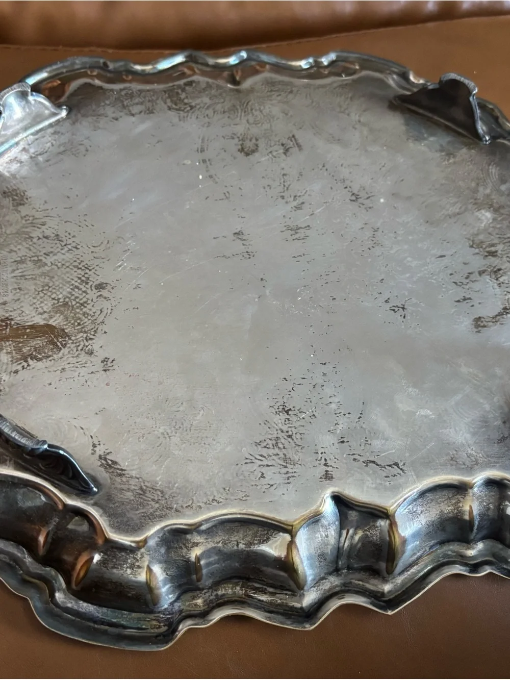 Antique-Style Silver Serving Tray - Decorative Home Kitchen Platter